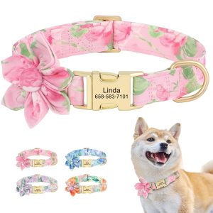 Collier pour chien florale en nylon personnalisable – Fleur