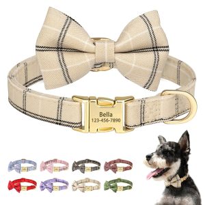 Collier pour chien nœud papillon à quadrillage personnalisable – Xamir